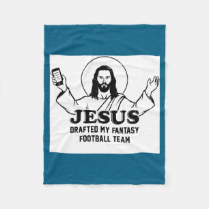 Jesus Drafted Fantasy Football Team Faith Design Fleece Blanket
