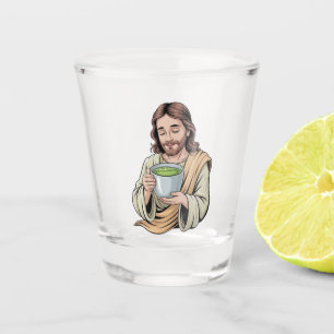 Jesus Drinking Matcha Drink Christian Shot Glass