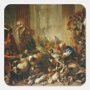 Jesus Driving the Merchants from the Temple 2 Square Sticker