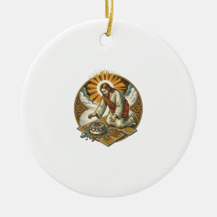 Jesus Dropped Birthday Cake Face Down Kitchen Floo Ceramic Ornament