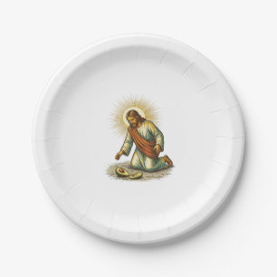 Jesus Dropped Fresh Sliced Avocado Floor Tragic Fo Paper Plate