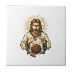 Jesus Dropped Heavy Medicine Ball Toe Pain Gym Hum Ceramic Tile