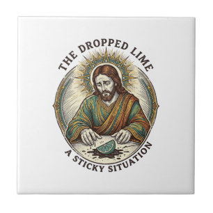 Jesus Dropped Lime Wedge Dirty Floor Tequila Party Ceramic Tile