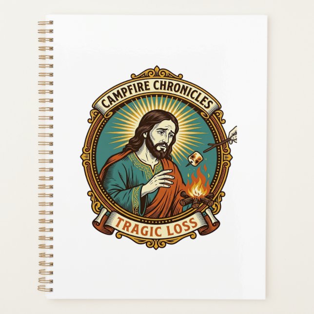 Jesus Dropped Marshmallow Campfire Party Fail Humo Planner (Front)