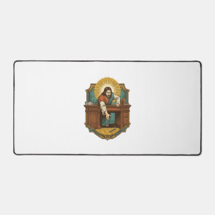 Jesus Dropped Pen Behind Heavy Desk Clumsy Humor_1 Mat
