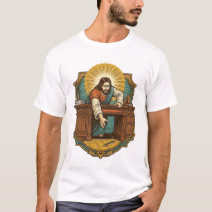 Jesus Dropped Pen Behind Heavy Desk Clumsy Humor_1 T-Shirt