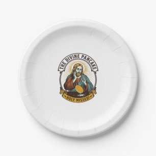 Jesus Dropped Perfect Pancake Flipping Missed Pan Paper Plate