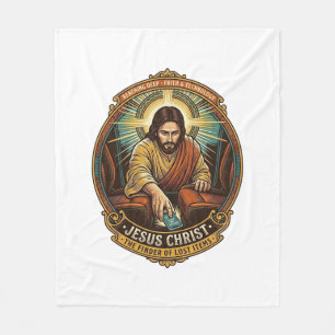 Jesus Dropped Phone Between Car Seats Black Hole H Fleece Blanket