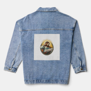 Jesus Dropped Phone Face Flat Concrete Panic Scree Denim Jacket