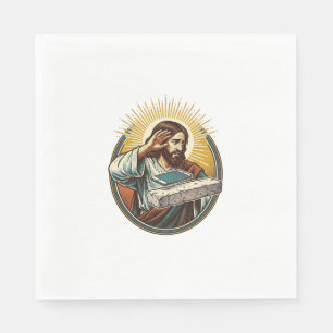 Jesus Dropped Phone Face Flat Concrete Panic Scree Napkin