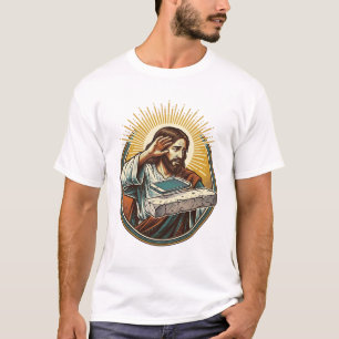 Jesus Dropped Phone Face Flat Concrete Panic Scree T-Shirt