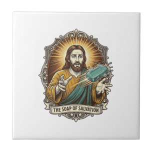 Jesus Dropped Slippery Soap Shower Clumsy Bathroom Ceramic Tile