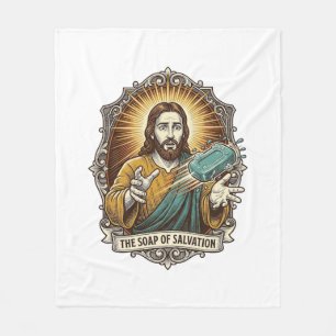 Jesus Dropped Slippery Soap Shower Clumsy Bathroom Fleece Blanket