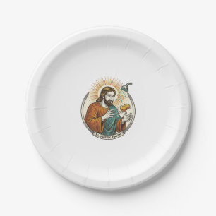 Jesus Dropped Slippery Soap Shower Tub Clumsy Humo Paper Plate