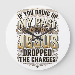 Jesus Dropped The Charges Vintage Christian Shirt Large Clock