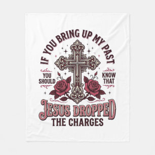 Jesus Dropped The Charges Vintage Cross Shirt Fleece Blanket