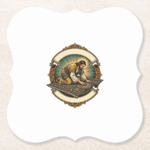 Jesus Dropped Tiny Screw Thick Carpet DIY Humor_1 Paper Coaster