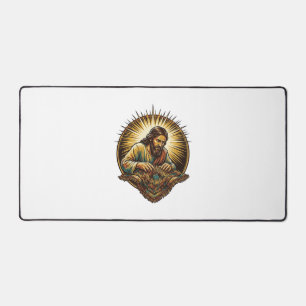Jesus Dropped Tiny SD Card Lost Carpet Tech Humor_ Desk Mat