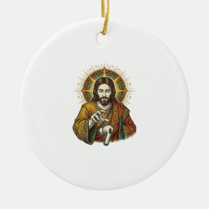 Jesus Dropped Wireless Earbud Under Desk Tech Clum Ceramic Ornament