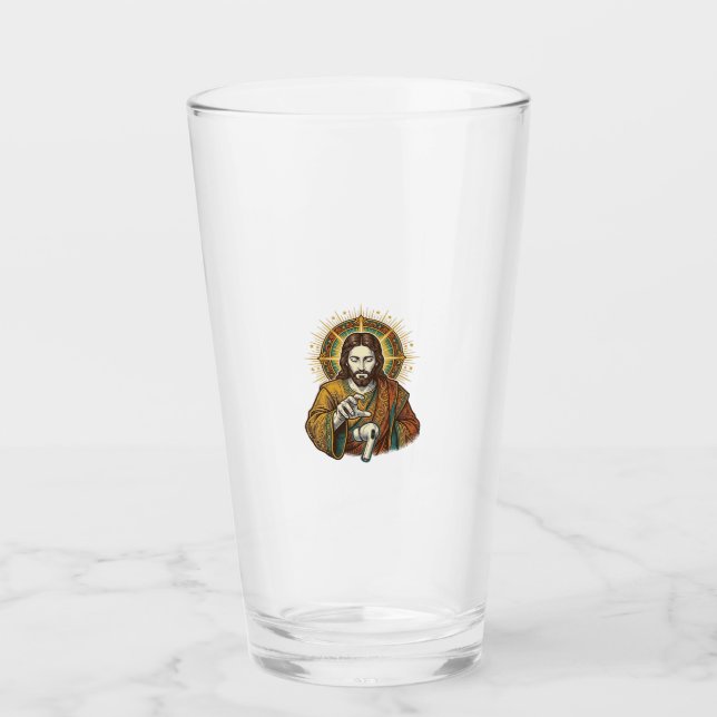 Jesus Dropped Wireless Earbud Under Desk Tech Clum Glass (Front)
