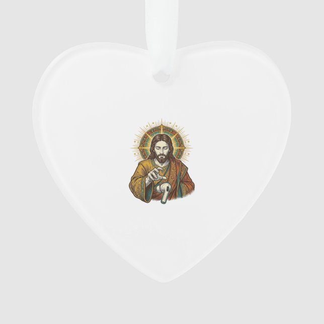 Jesus Dropped Wireless Earbud Under Desk Tech Clum Ornament (Front)