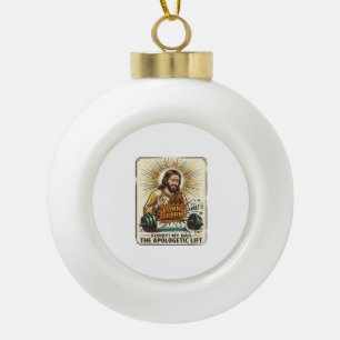 Jesus Dropping Heavy Dumbbell Loudly Gym Lunk Alar Ceramic Ball Christmas Ornament