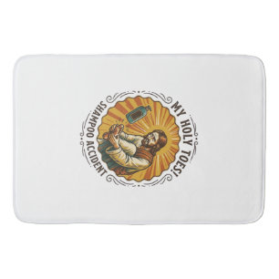 Jesus Dropping Shampoo Bottle On Foot Shower Pain Bath Mat