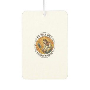 Jesus Dropping Shampoo Bottle On Foot Shower Pain Car Air Freshener
