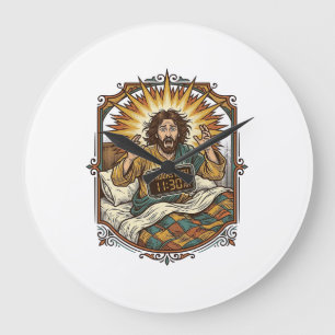 Jesus Drunk Online Shopping Receipt Morning After Large Clock