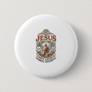 Jesus Early Church Symbol Aesthetic Jesus Early Ch 6 Cm Round Badge
