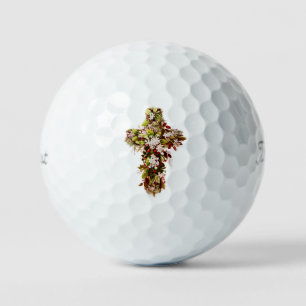 Jesus Easter Sunday Flowering cross Golf Balls