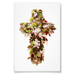 Jesus Easter Sunday Flowering cross  Photo Print