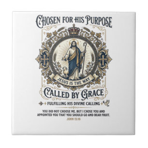 Jesus Electrician Shirt Faith Based Design_1 Ceramic Tile