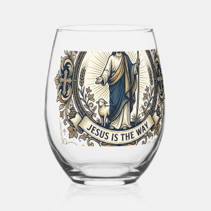 Jesus Electrician Shirt Faith Based Design_1 Stemless Wine Glass