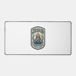 Jesus Embroidered Patch Look Jesus Embroidered Pat Desk Mat
