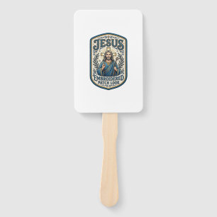 Jesus Embroidered Patch Look Jesus Embroidered Pat Hand Fan