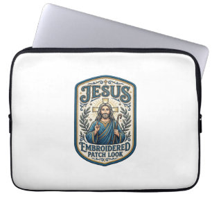 Jesus Embroidered Patch Look Jesus Embroidered Pat Laptop Sleeve