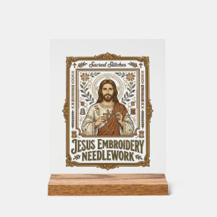 Jesus Embroidery Needlework Jesus Embroidery Needl Acrylic Sign