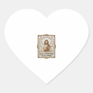 Jesus Embroidery Needlework Jesus Embroidery Needl Heart Sticker