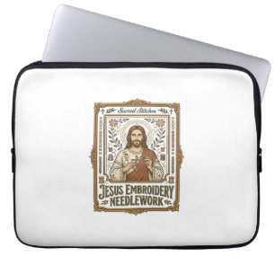 Jesus Embroidery Needlework Jesus Embroidery Needl Laptop Sleeve