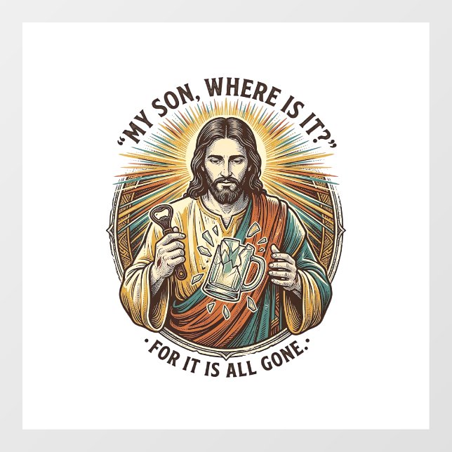 Jesus Empty Broken Beer Mug Bartender Drinking Hum (Sheet)