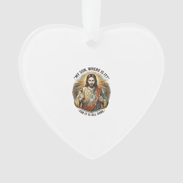 Jesus Empty Broken Beer Mug Bartender Drinking Hum Ornament (Front)