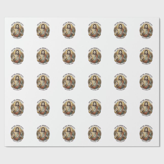 Jesus Empty Broken Beer Mug Bartender Drinking Hum Wrapping Paper (Flat)