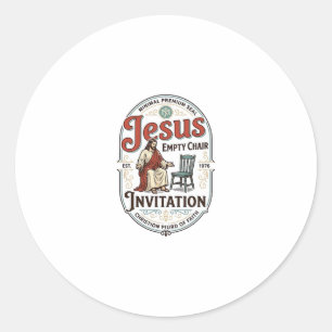 Jesus Empty Chair Invitation Jesus Empty Chair Inv Classic Round Sticker