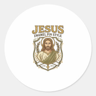 Jesus Enamel Pin Style Jesus Enamel Pin Christian Classic Round Sticker