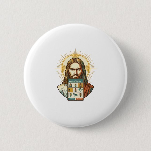 Jesus Endless Captcha Verification Traffic Lights  6 Cm Round Badge (Front)