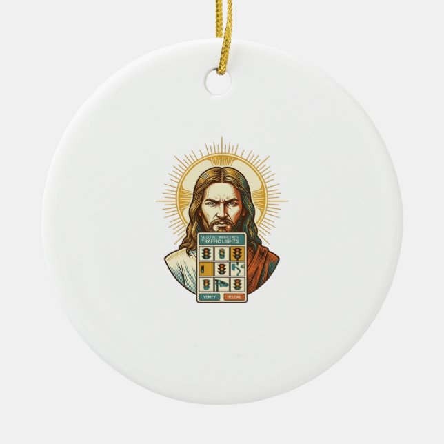 Jesus Endless Captcha Verification Traffic Lights  Ceramic Ornament (Front)