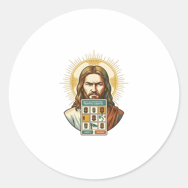 Jesus Endless Captcha Verification Traffic Lights  Classic Round Sticker (Front)