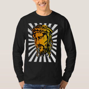 Jesus Enlarged Face And Sun Ray Art 1 T-Shirt