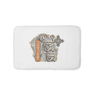 Jesus Everything Vintage Christian Typography Desi Bath Mat